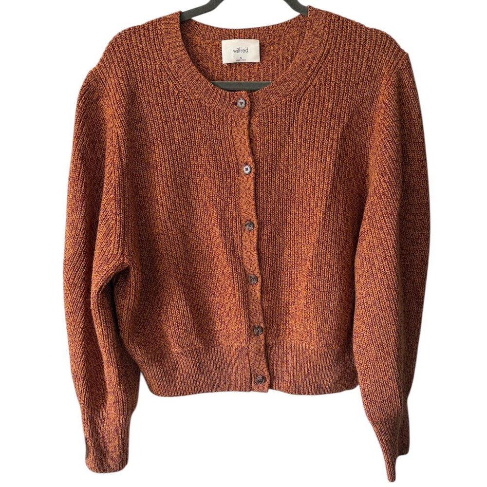ARITZIA Wilfred 100% Merino Wool Nora Crew-Neck Knit Cardigan Size XL